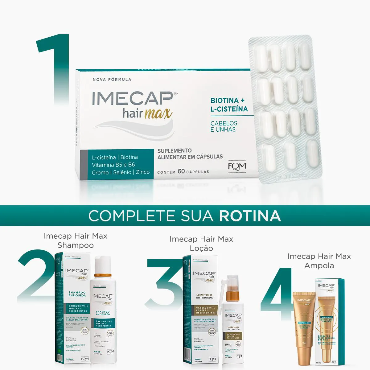 Suplemento Vitamínico Imecap Hair Max Cabelos e Unhas - 60 Cápsulas