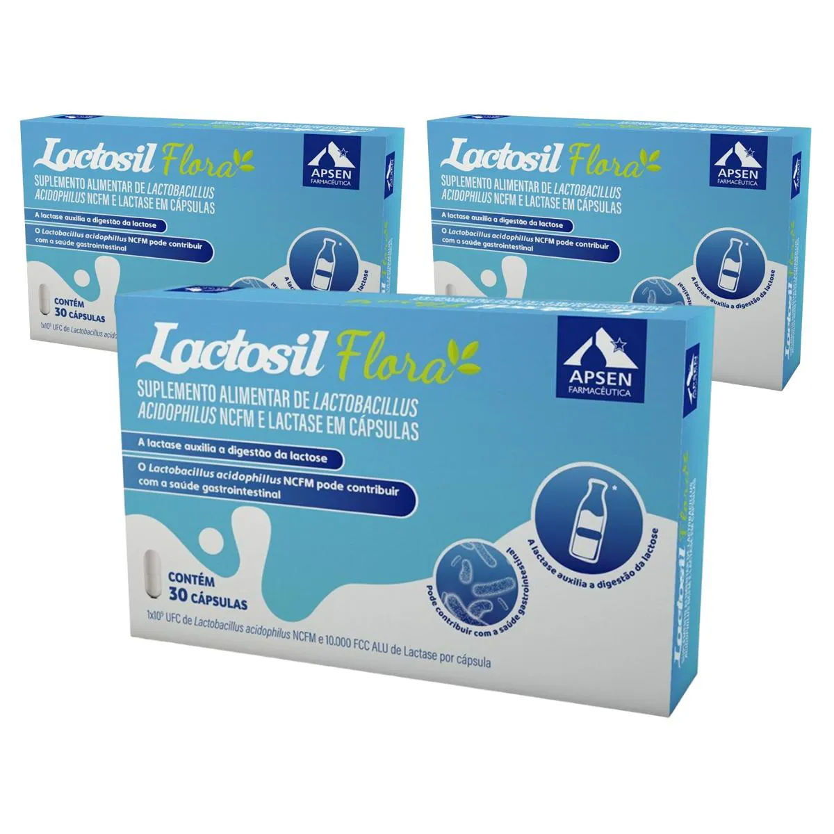 Kit 3 Suplemento Vitamina Lactosil Flora 30 Cps - Apsen
