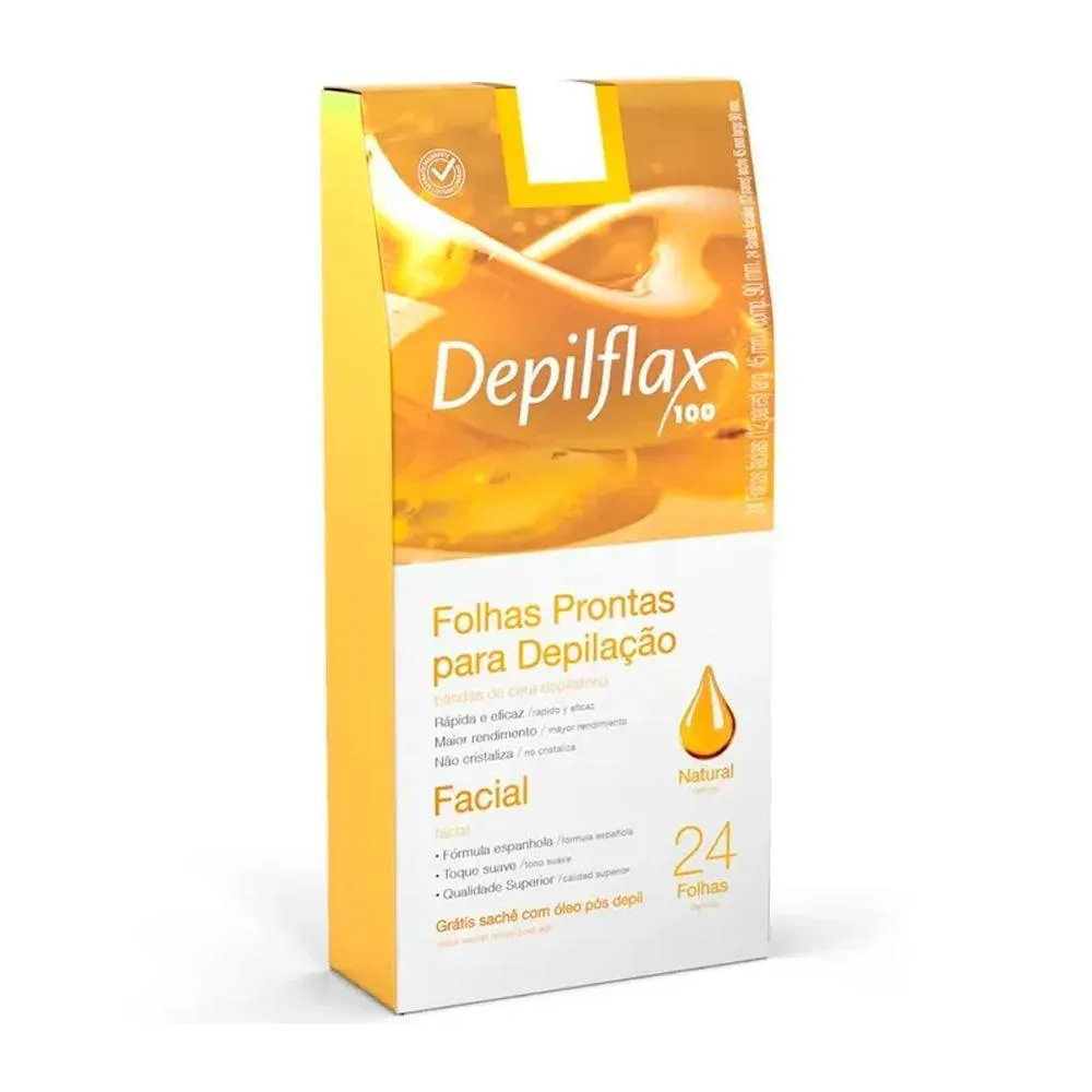 Depilflax - Folhas Prontas Faciais Natural 24 unidades
