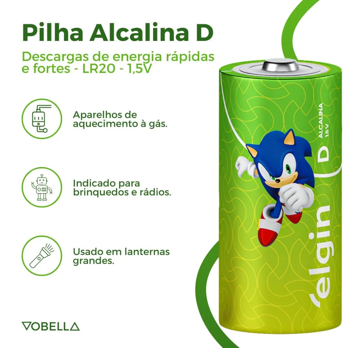 Kit 12 Pilha Alcalina D Lr20 Grande Blister 6 Cartela Elgin