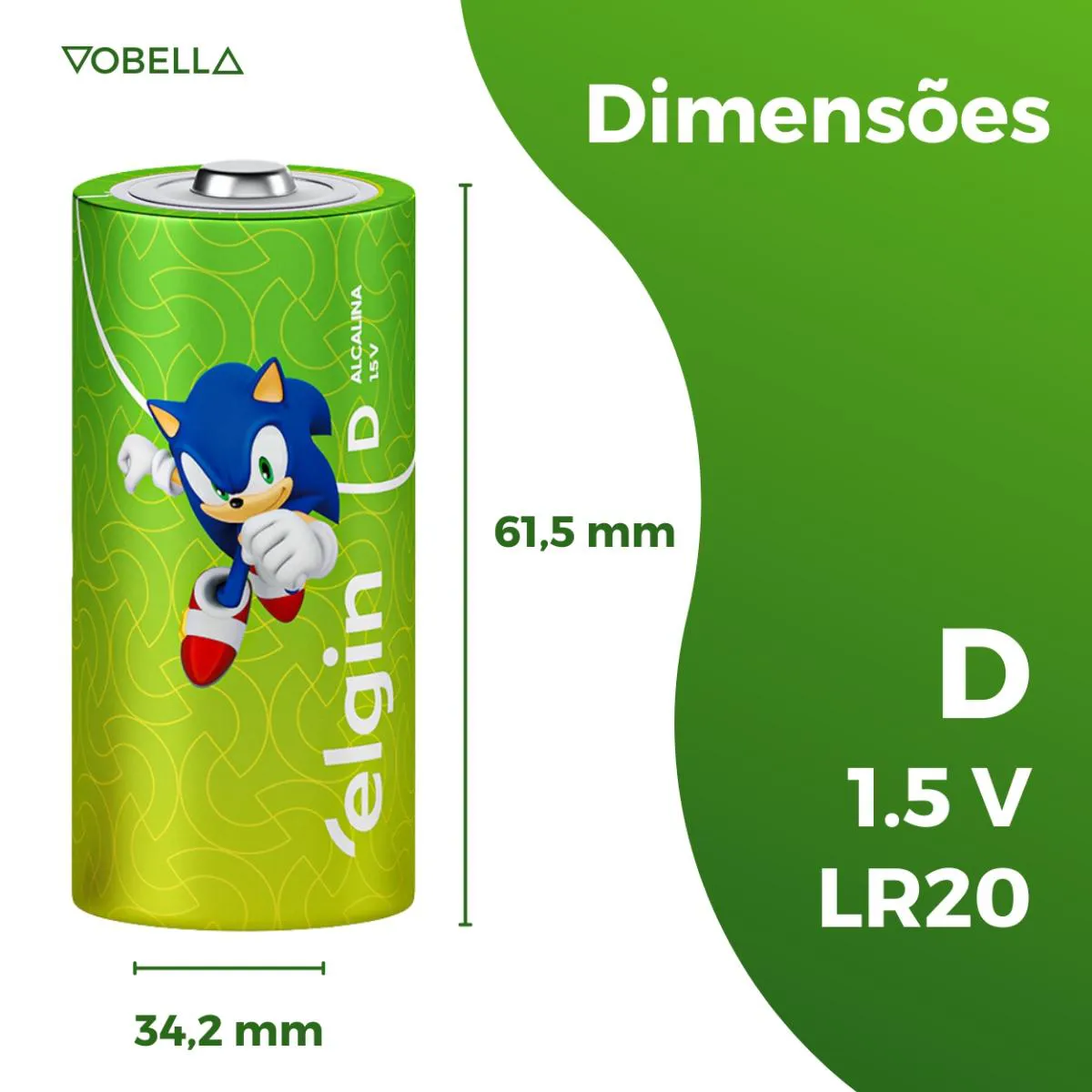 Kit 12 Pilha Alcalina D Lr20 Grande Blister 6 Cartela Elgin