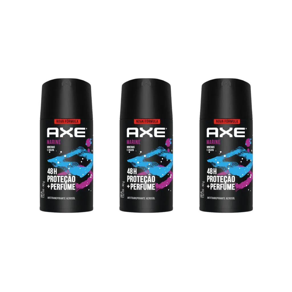 Desodorante Aerossol Axe 150ml Marine - Kit C / 3un