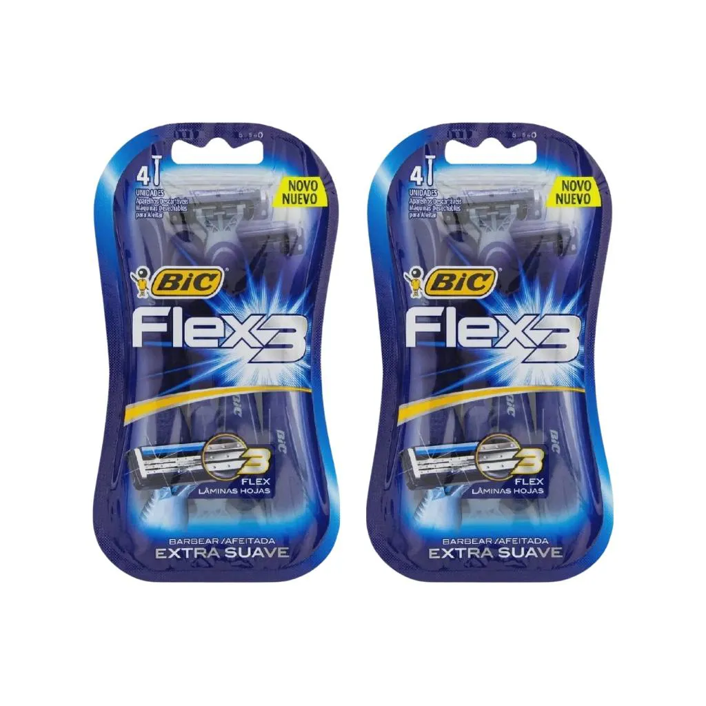 Aparelho de Barbear Bic Flex 3 com 4un - Kit C / 2un