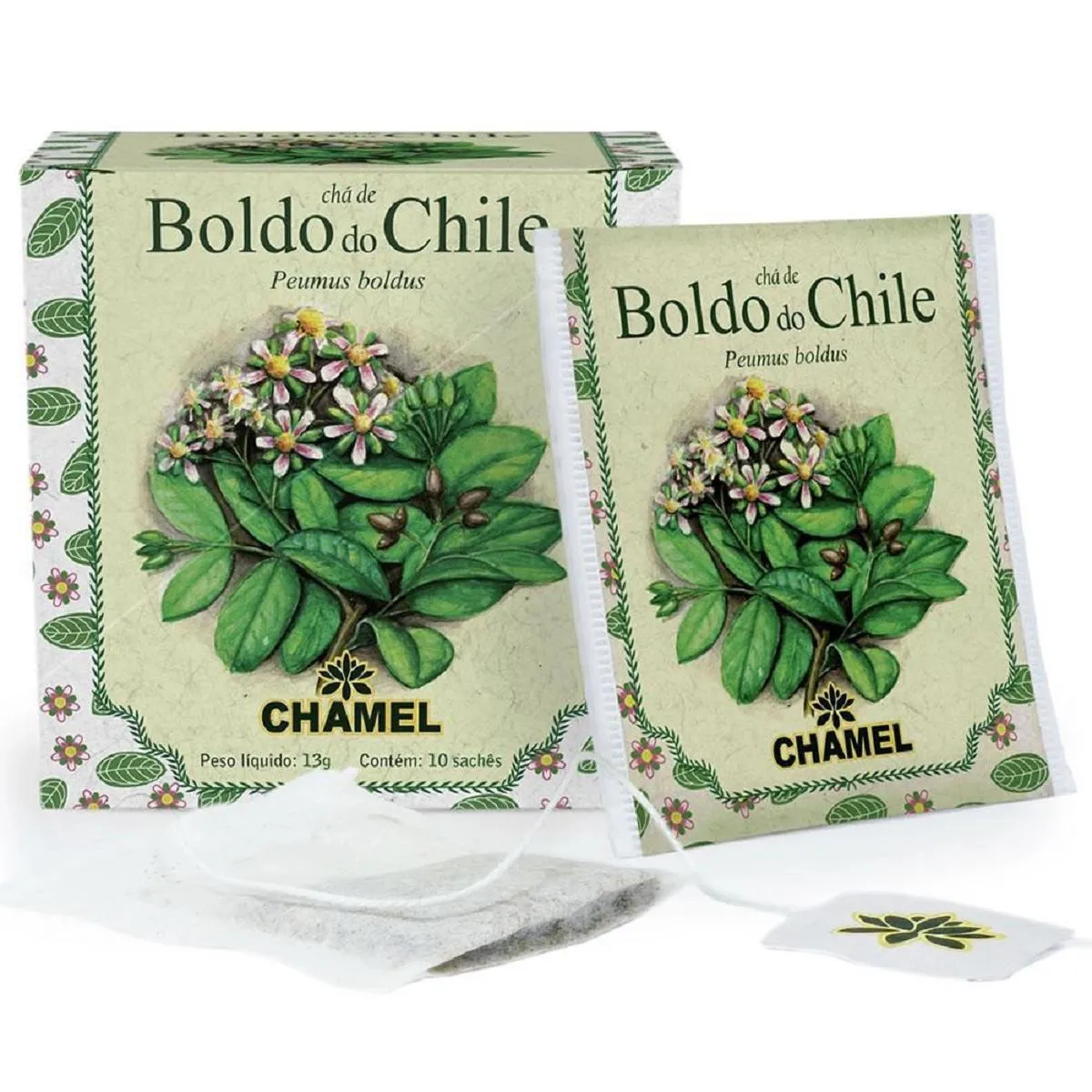 Caixinha Com10 Sachês de Chá de Boldo do Chile 13g - Chamel