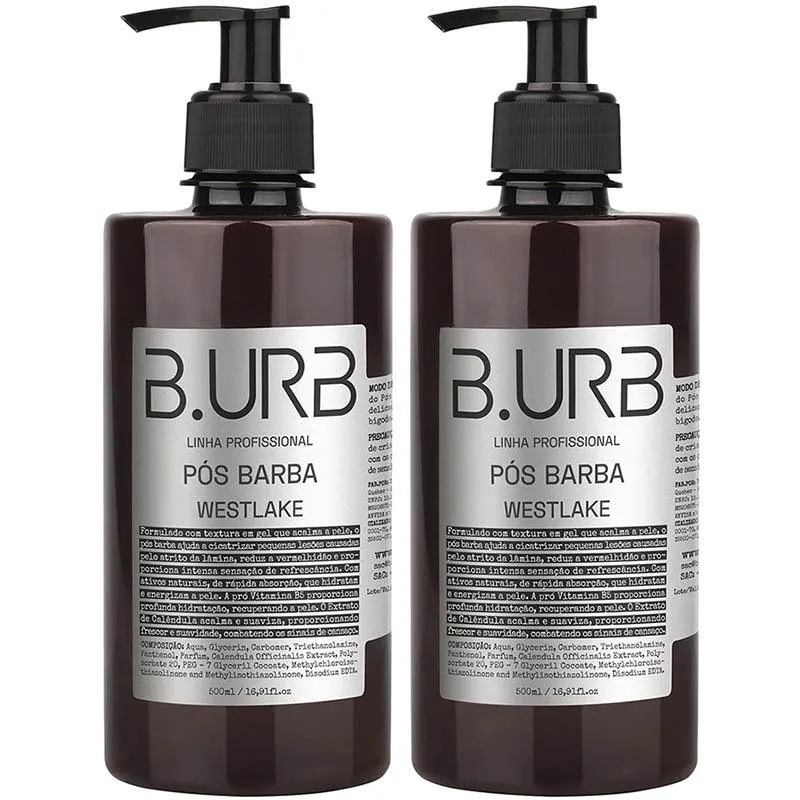 Kit 2 Loção Pós Barba Westlake 500ml Profissional Bancada Barbearia Barba Urbana B.urb