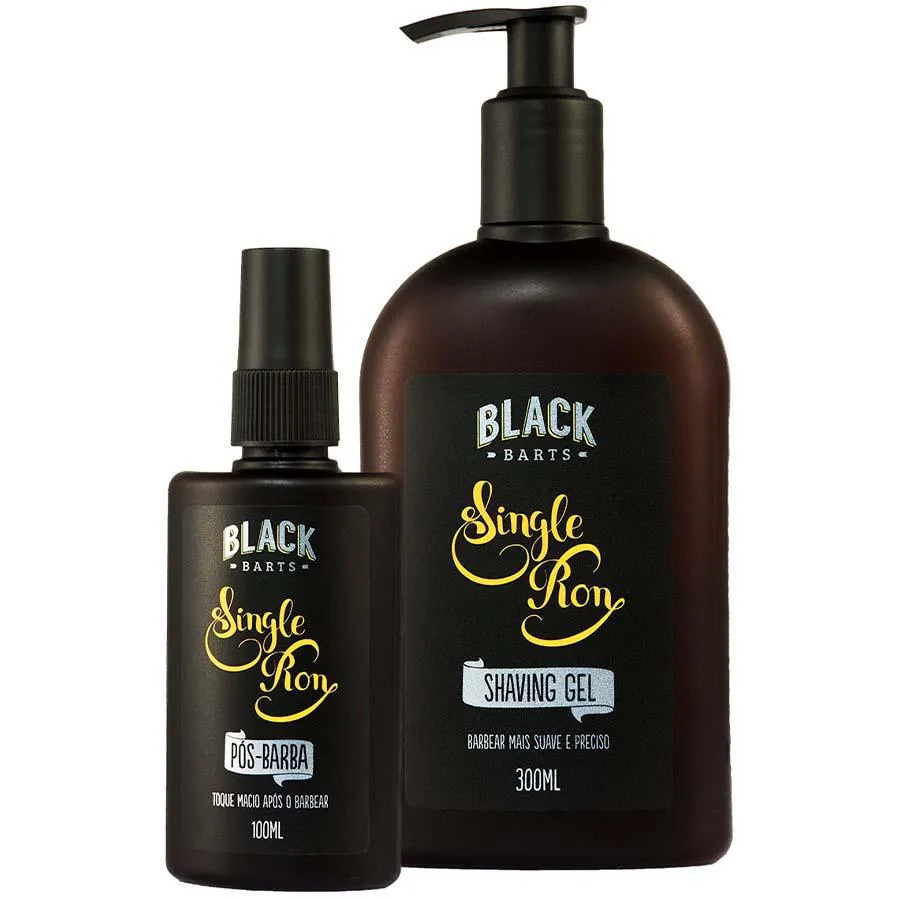 Kit Barbear Shaving Gel + Pós Barba Spray Single Ron Black Barts