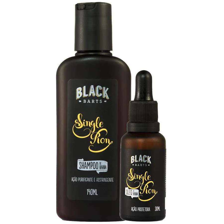 Kit Shampoo de Barba + Óleo Hidratante Single Ron Black Barts