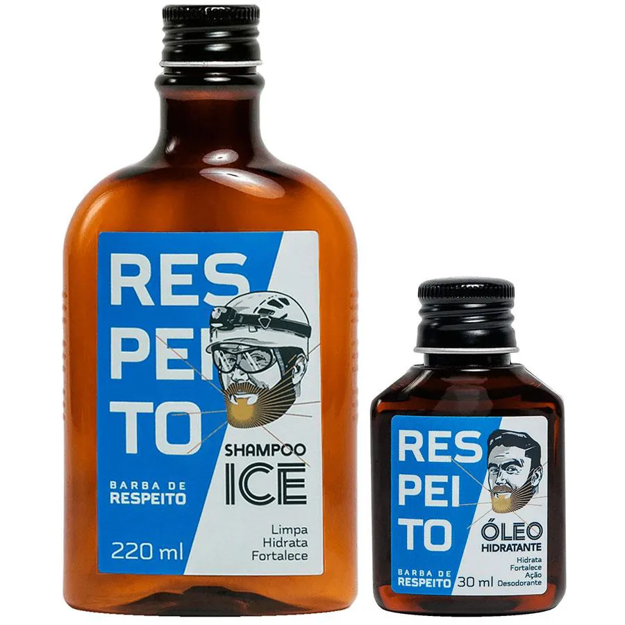 Kit Shampoo Ice + Óleo Hidratante Barba de Respeito