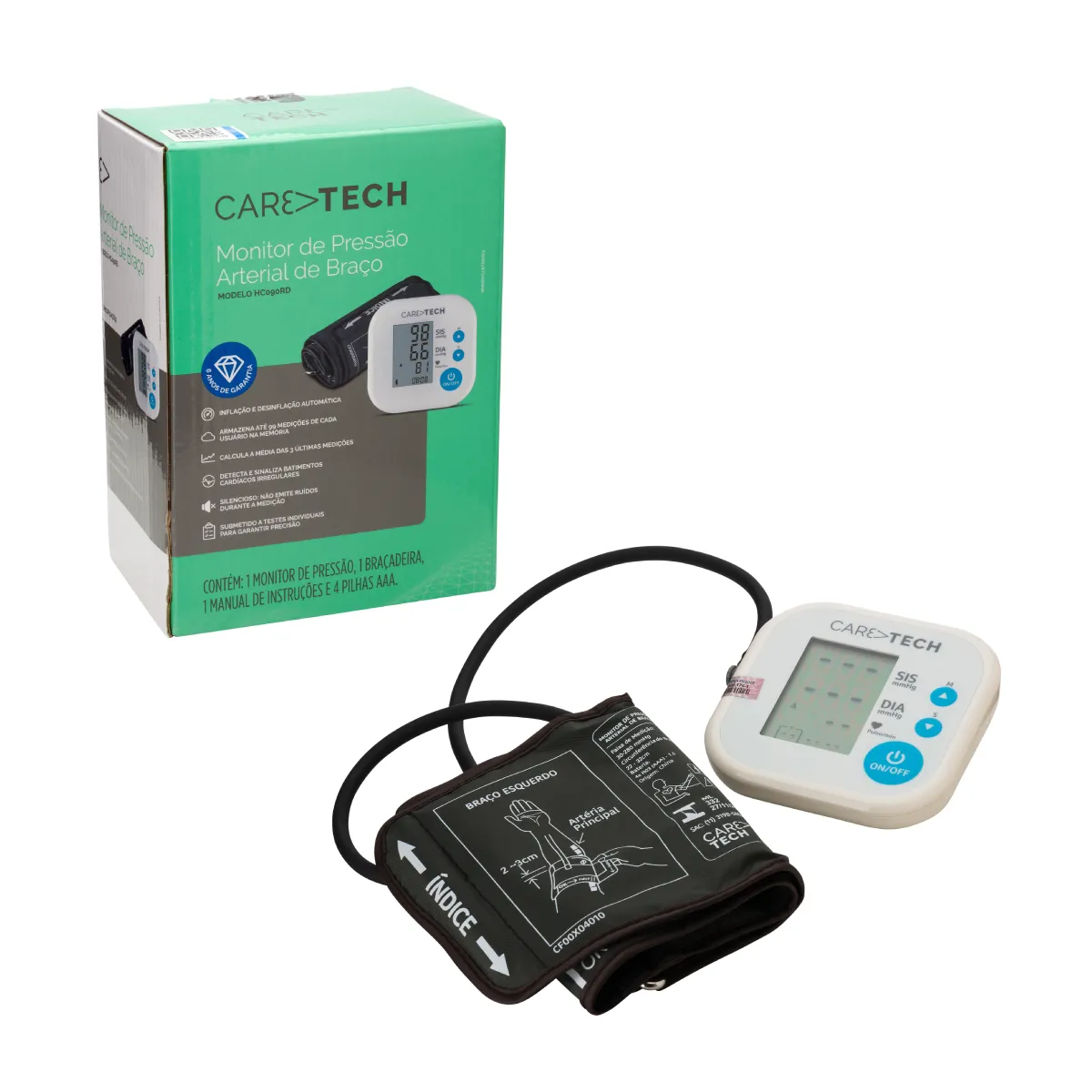 Monitor de Pressão Arterial de Braço Caretech HCogoRD 1 unidade