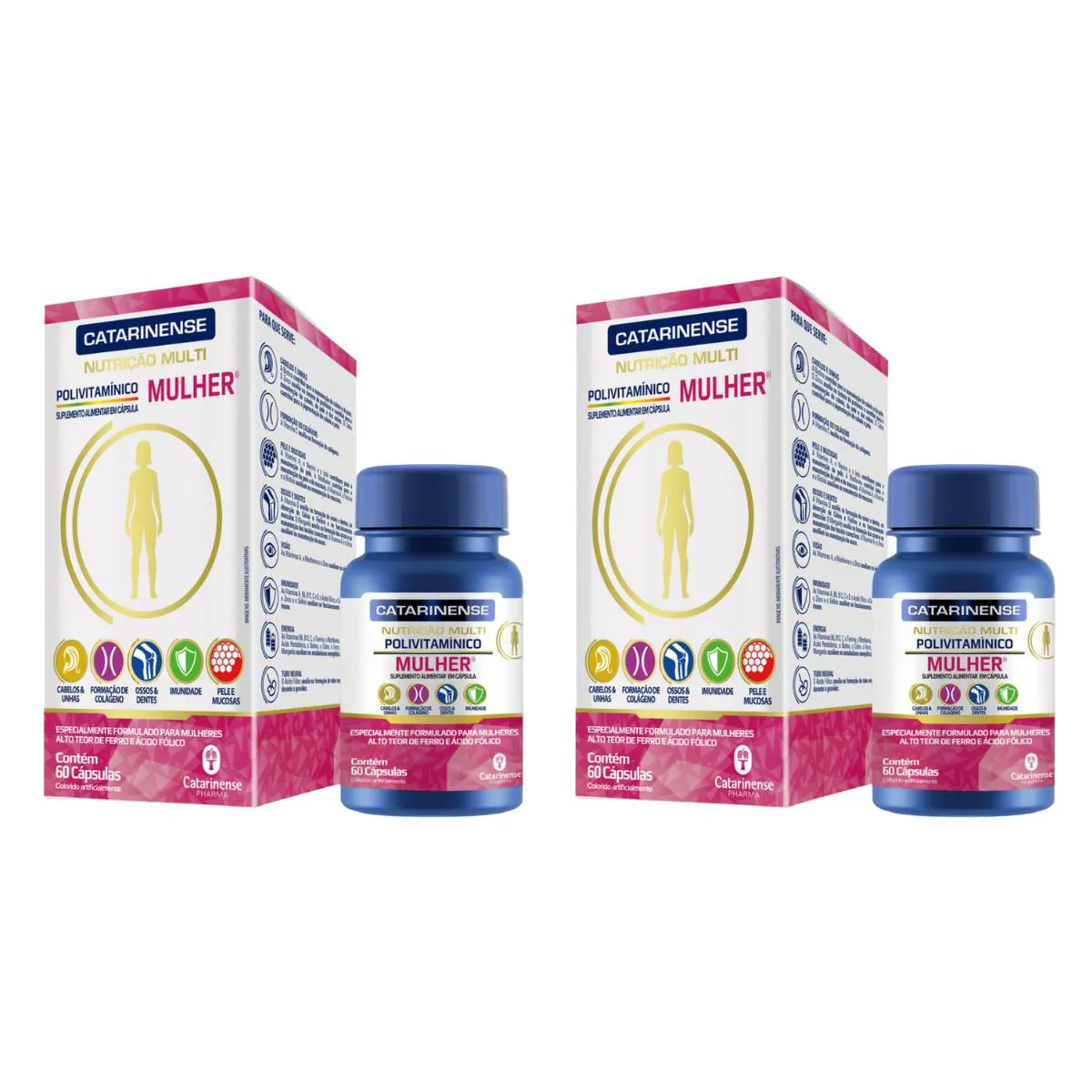 Kit 2 Suplemento Vitamina Mulher 60 Cps - Catarinense