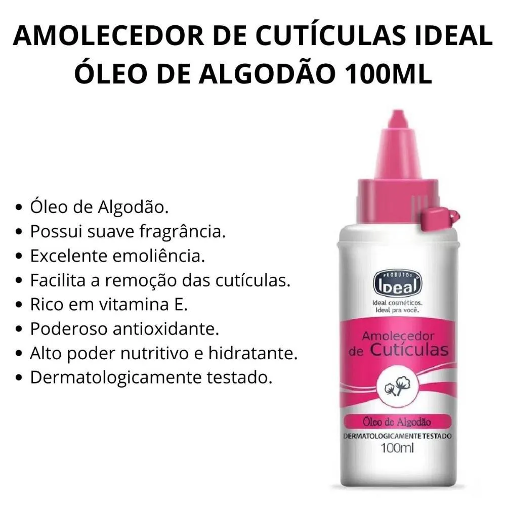 Amolecedor de Cutículas Ideal Óleo de Algodão 100ml