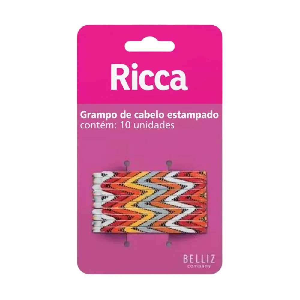 Grampo de Cabelo Estampado Ricca Style Étnico C/10un Cód.1030