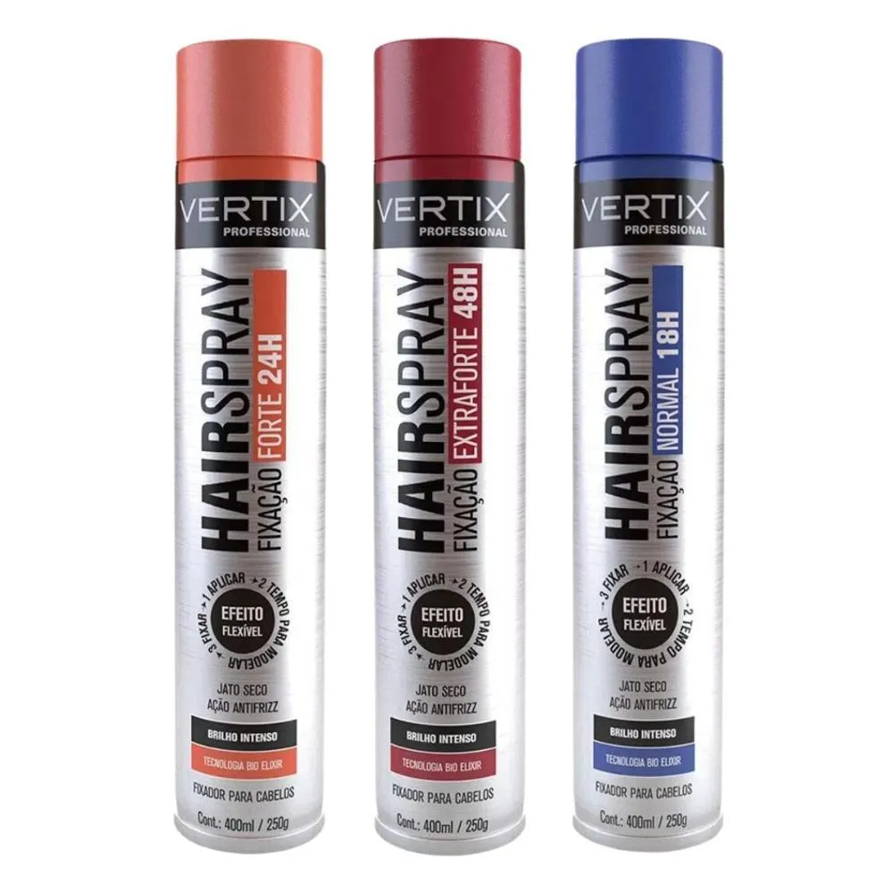 Kit Fixador para Cabelos Vertix Hairspray C/3