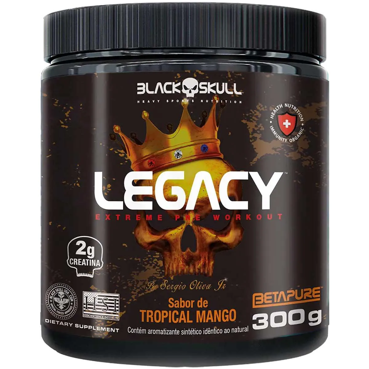 Pre Treino Black Skull Legacy 300g Sabor Tropical Mango