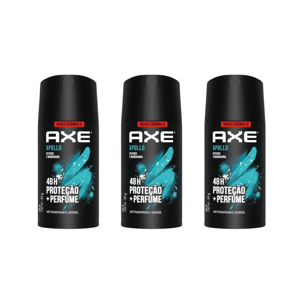 Desodorante Aerossol Axe 150ml Apollo - Kit C / 3un