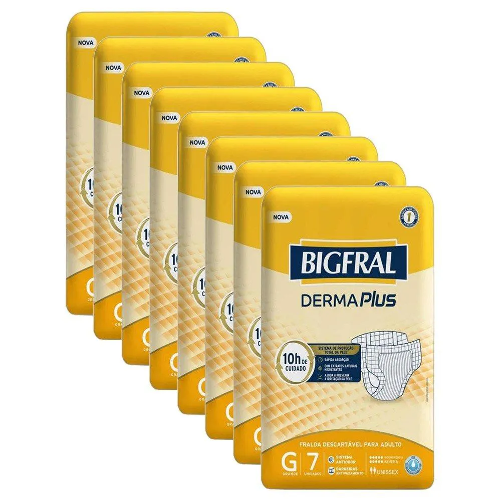 Fralda Geriátrica Bigfral Derma Plus G - 8 Pacotes C/ 7 Fraldas
