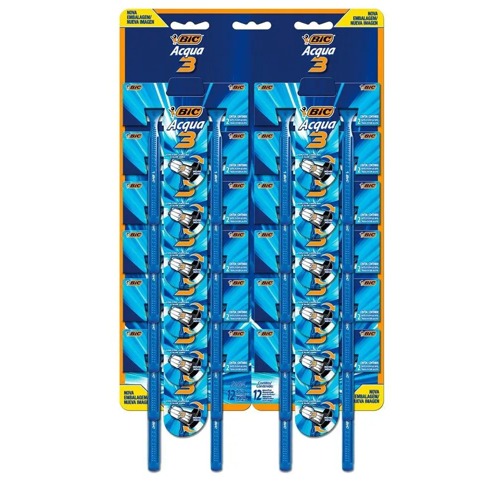 Aparelho Bic Aqua 3 - 12 Embalagens com 2 unidades