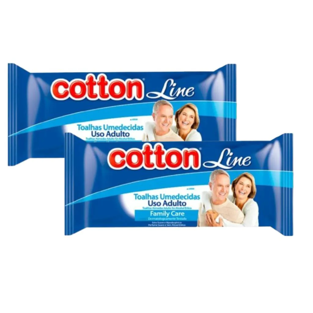 Toalhas Umedecidas Adulto Family Care Maciez e Frescor Cotton Line Kit C/ 3 Pacotes