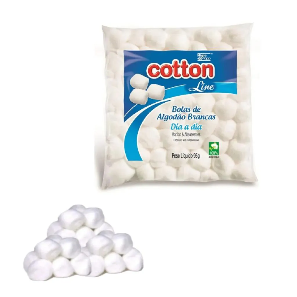 Algodão Hidrófilo Dia a Dia em Bolas Brancas Cotton Line 95g