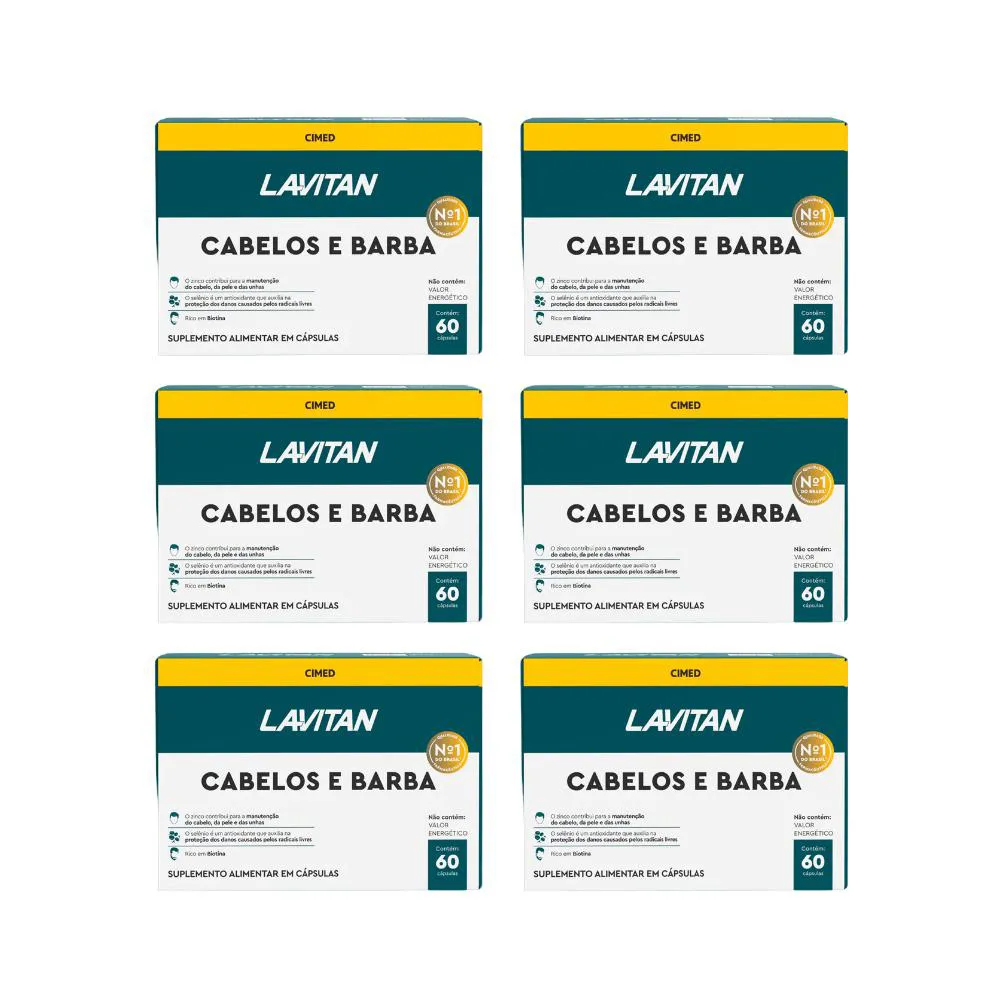 Kit 6 Lavitan Homem Cabelos e Barba - 60 cápsulas - Cimed