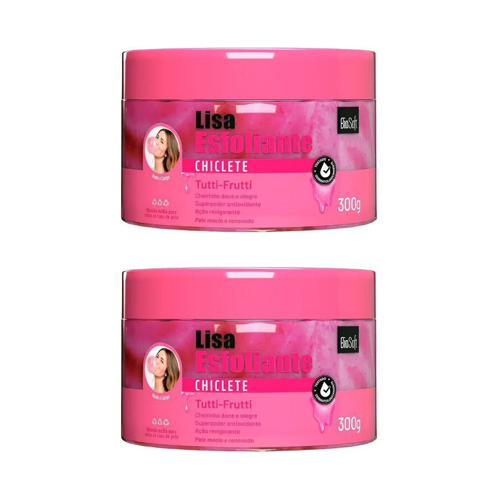 Creme Esfoliante Soft Hair 300g Biosoft Chiclete - Kit C / 2un