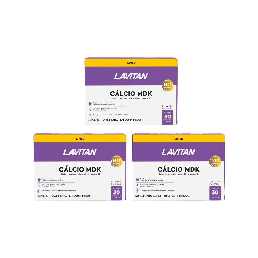 Kit 3 Lavitan Cálcio Mdk - 30 Cpr - Cimedr