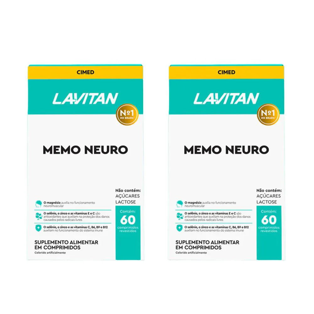 Kit 2 Lavitan Memo Neuro Memória - 60 cápsulas - Cimed