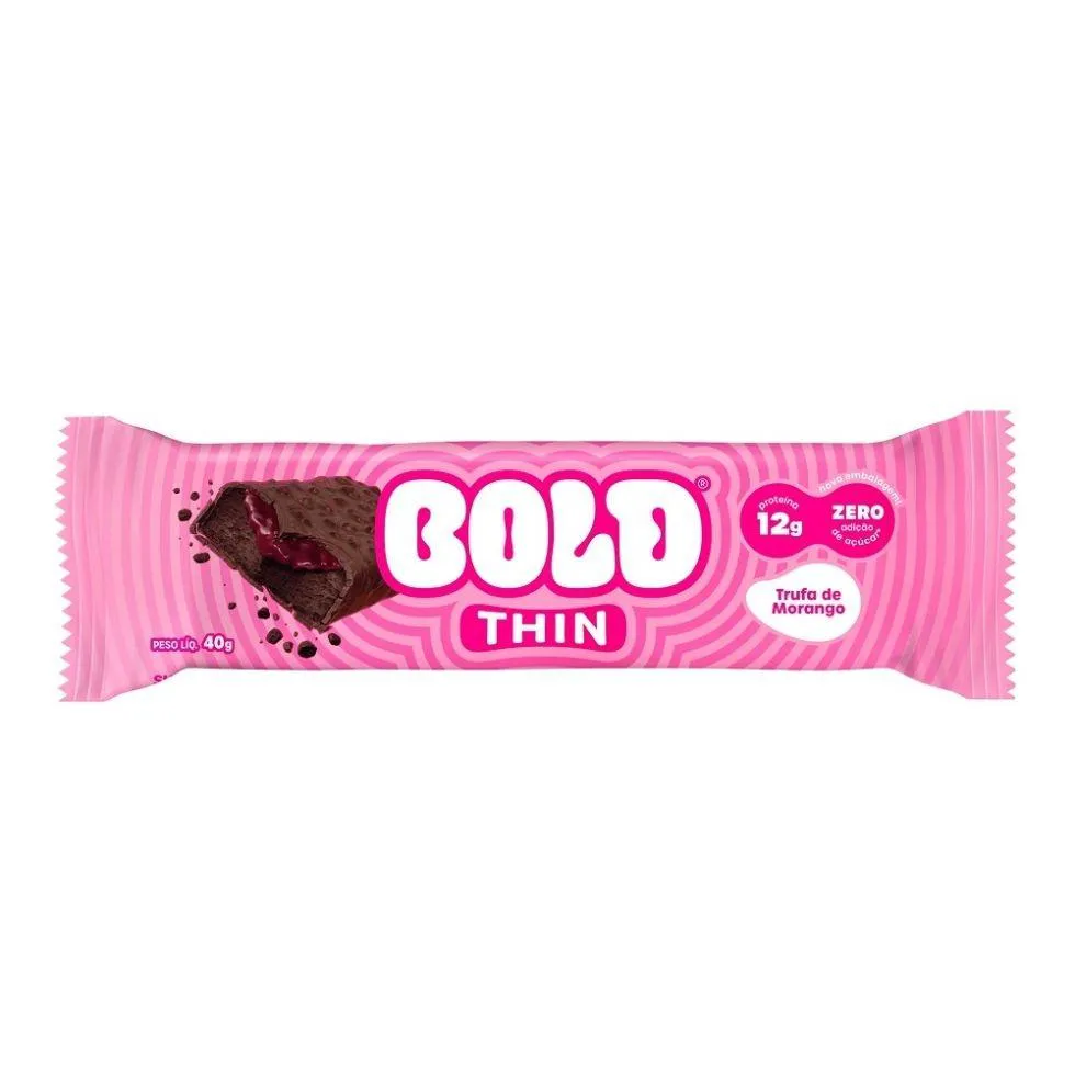 Bold Bar Thin (40g) - Sabor: Trufa de Morango.
