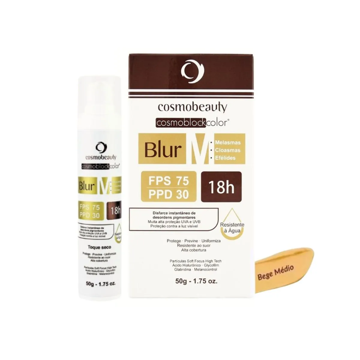 Cosmobeauty Filtro Solar Blur M Fps 75 Peles Melasma Bege Médio 50G