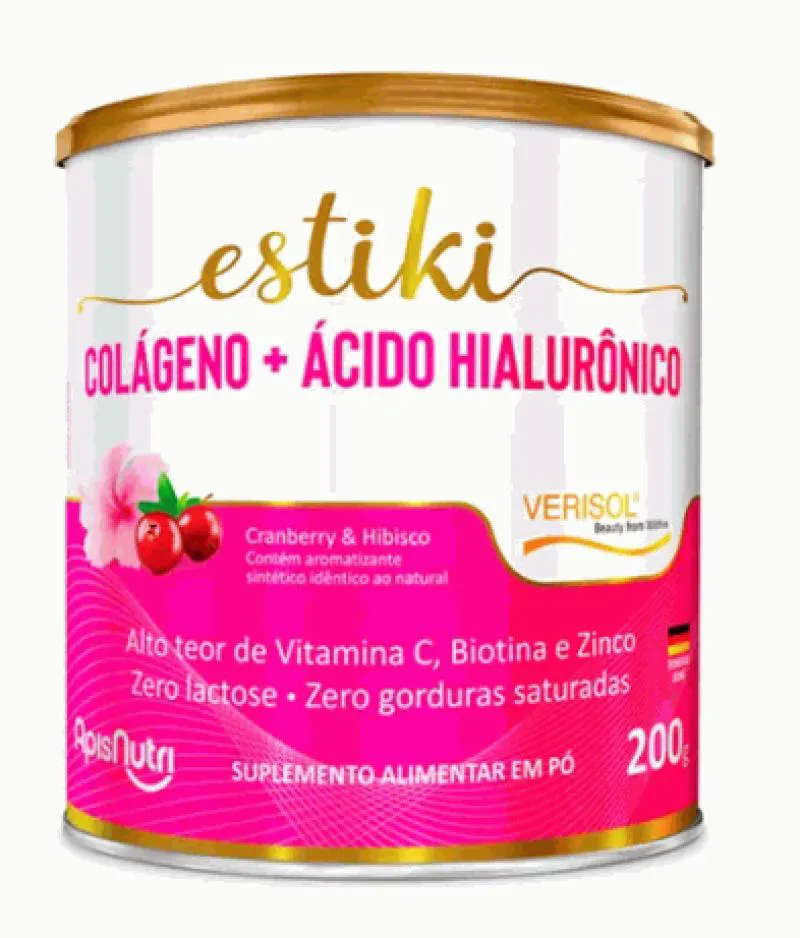 Estiki Colágeno + Ácido Hialurônico (200G) - Sabor: Cranberry com Hibisco