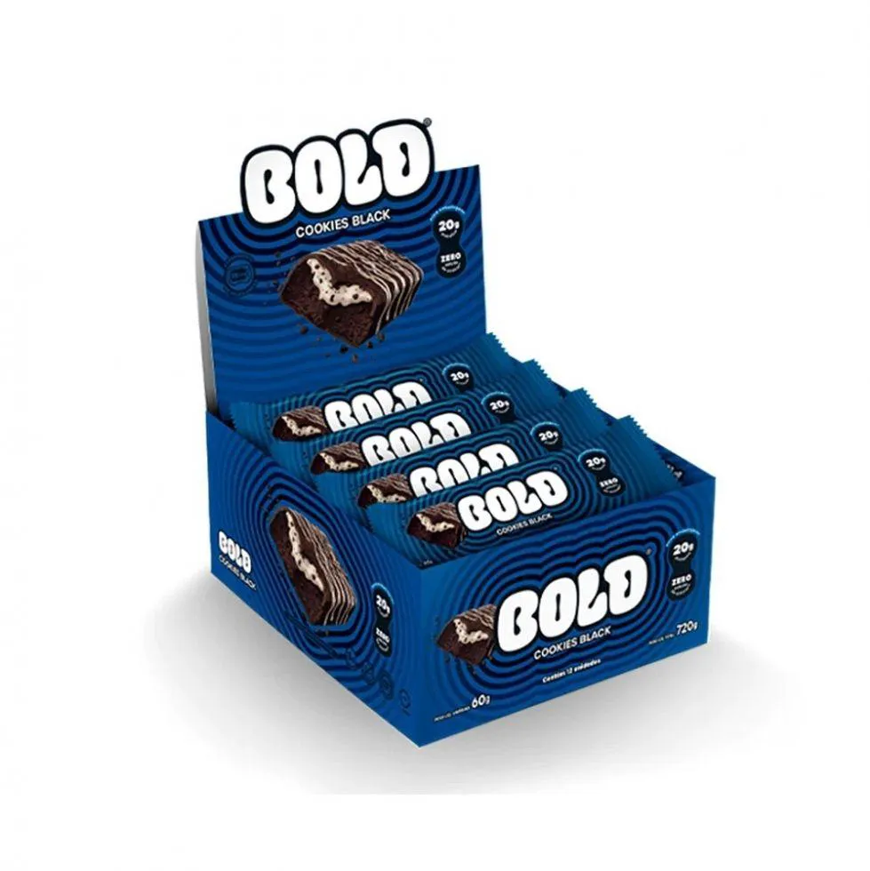 Bold Bar Display (12 Unid de 60g) - Sabor: Cookies Black.