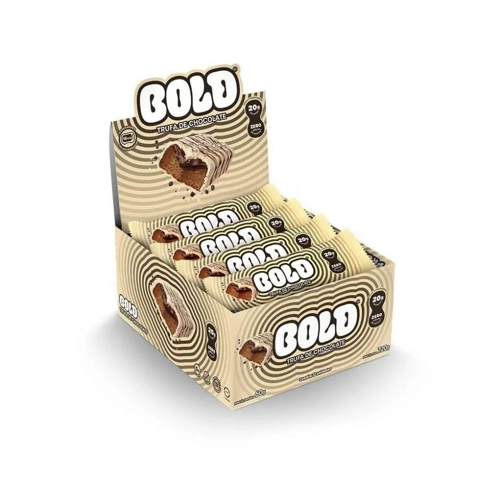 Bold Bar Display (12 Unid de 60g) - Sabor: Trufa de Chocolate.
