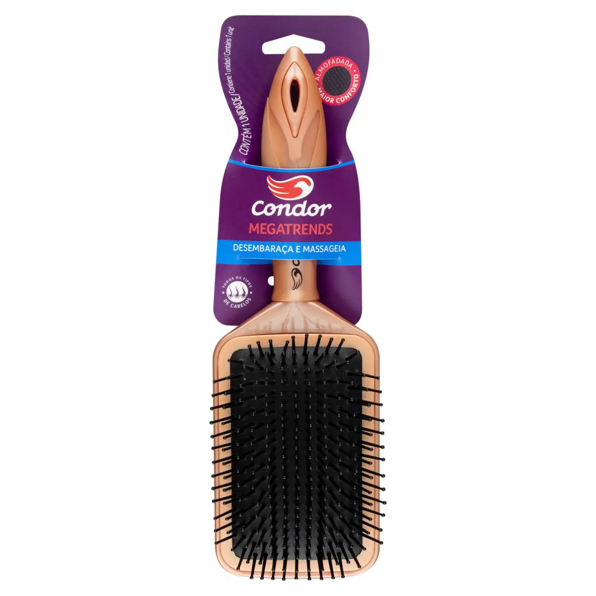 Escova para Cabelo Almofadada Retangular Condor Megatrends