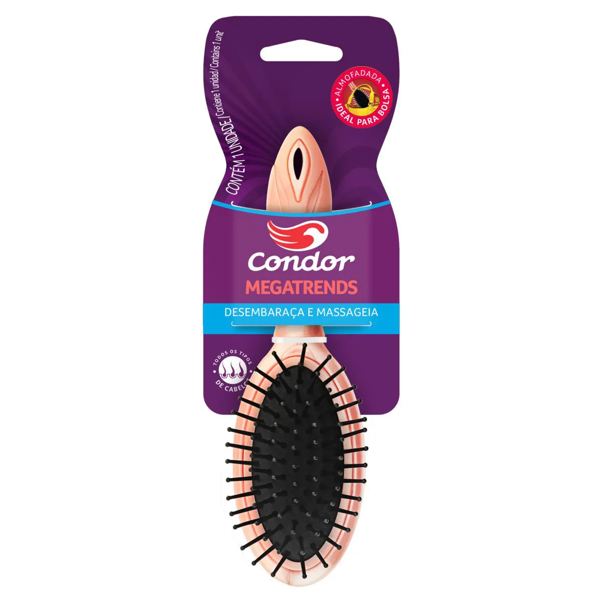 Escova para Cabelo Todos os Tipos Almofadada Condor Megatrends Ref. 9650