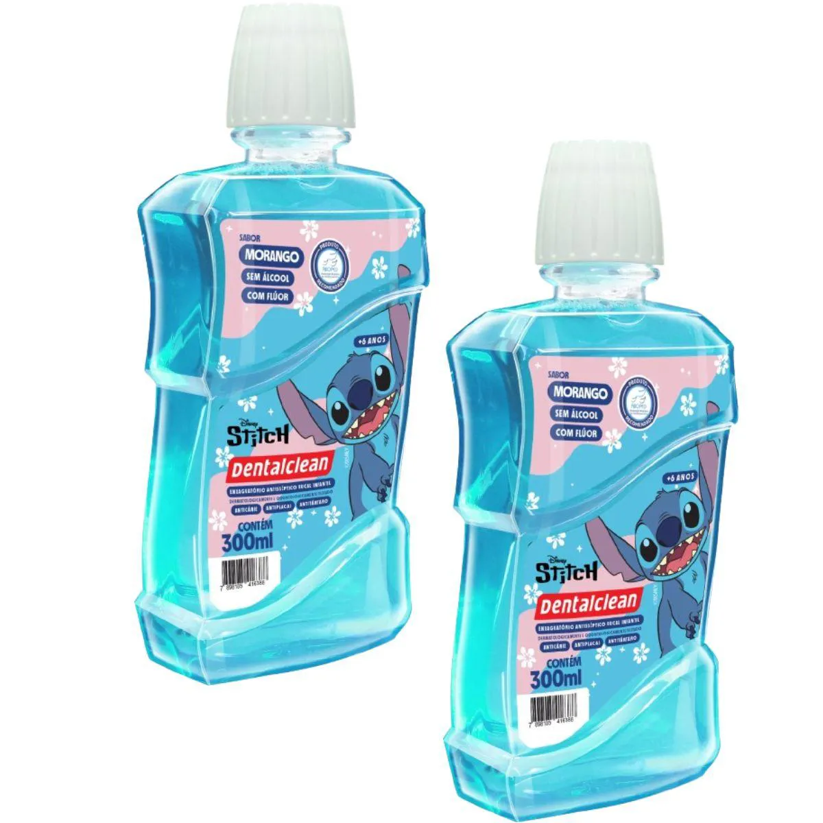 2x Enxaguante Bucal Infantil Stitch 300ml Morango Dentalcean