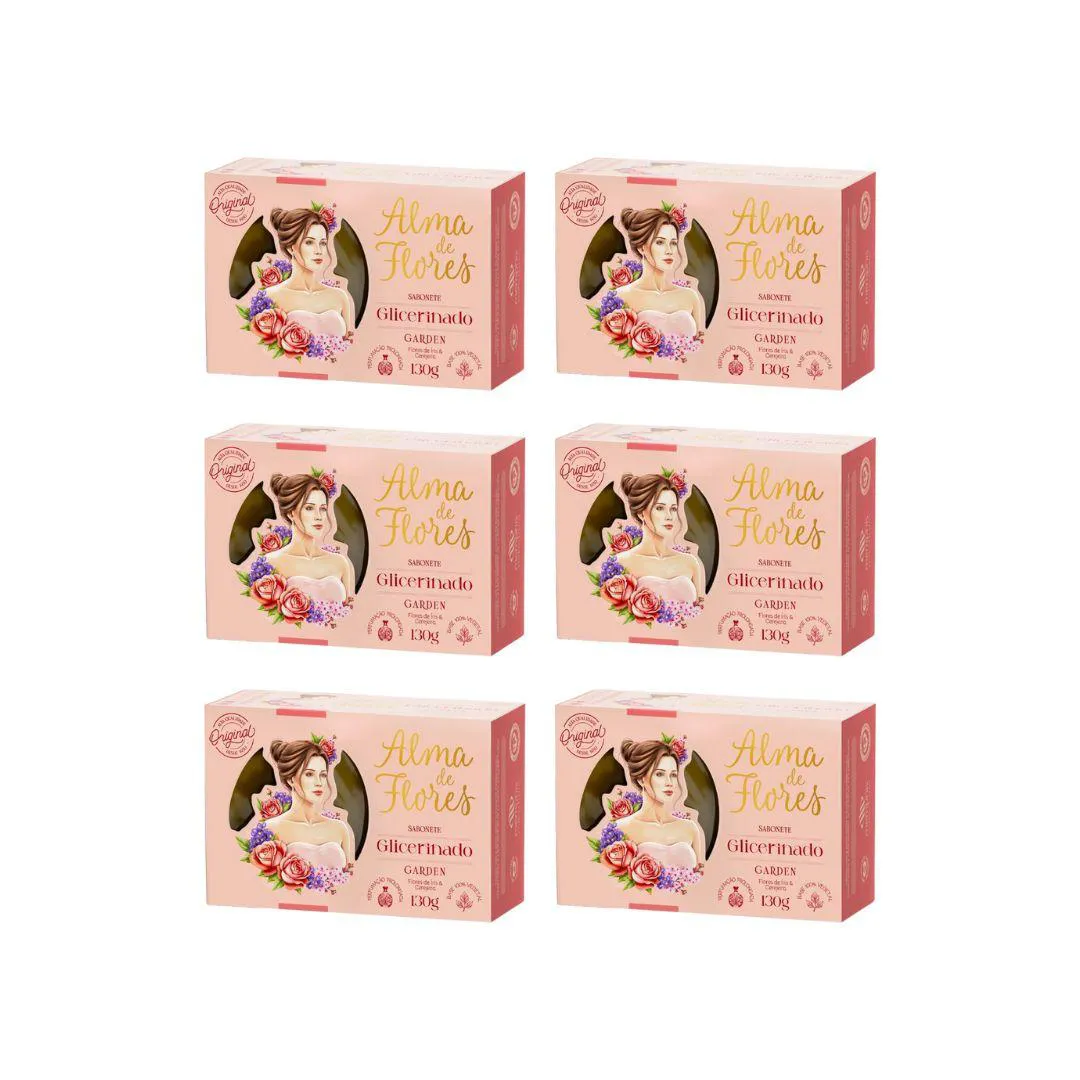 Sabonete Alma de Flores 130G Glicerinado Garden - Kit com 6 unidades