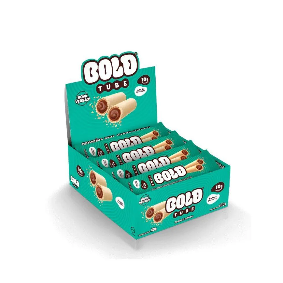 Bold Tube Display (12 Unid. 40g) - Nova Versão - Sabor: Trufa de Chocolate