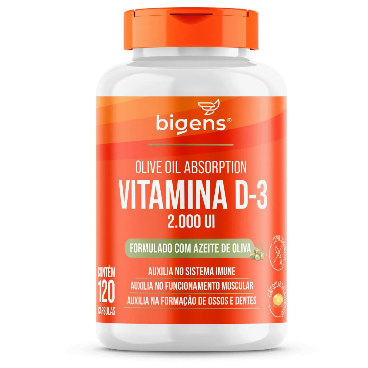 Bigens Vitamina D3 2000ui Óleo de Oliva 120 Cápsulas