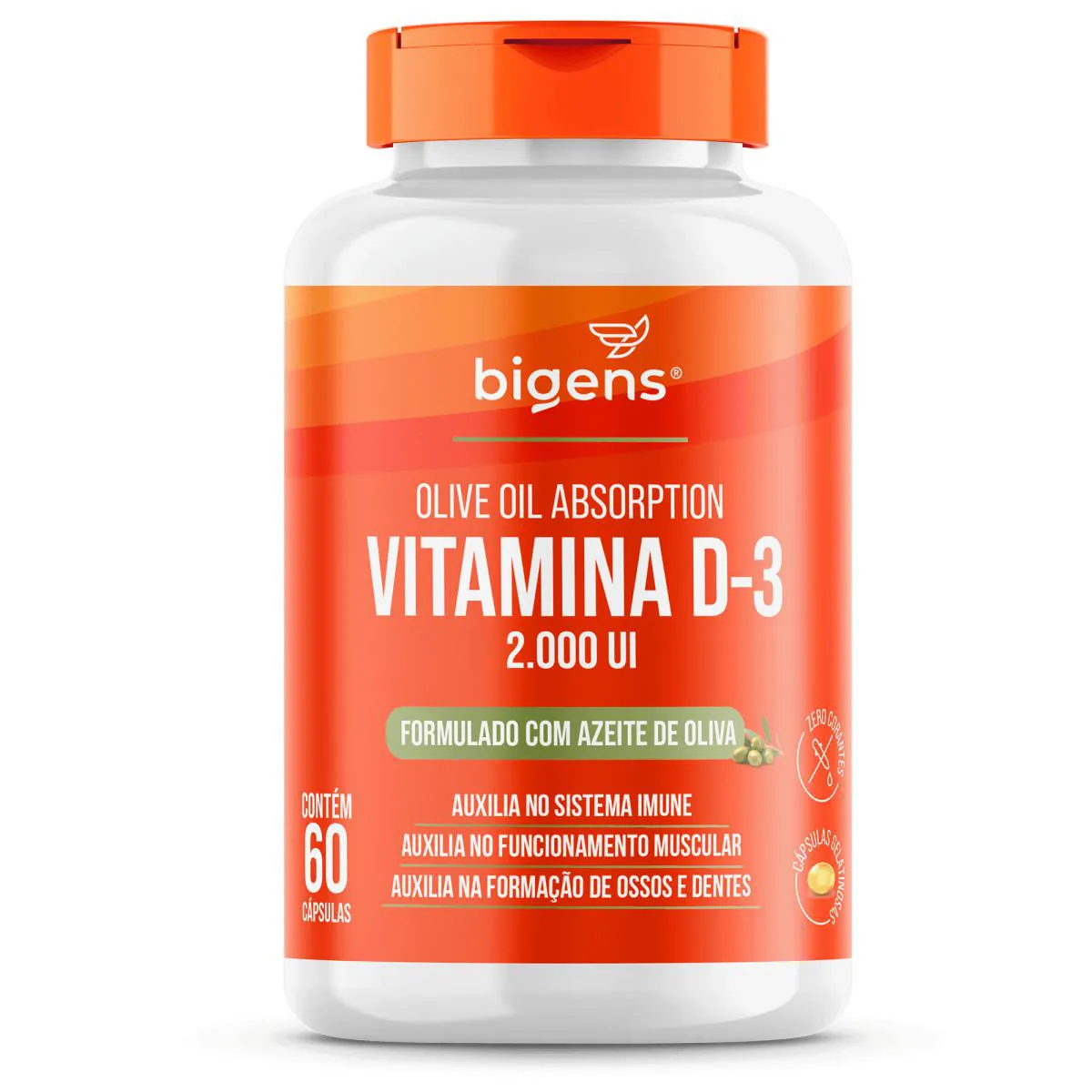 Bigens Vitamina D3 2000ui Óleo de Oliva 60 Cápsulas