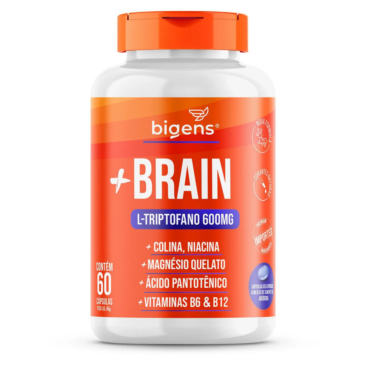 Bigens + Brain L-Triptofano 500Mg/60 Cápsulas