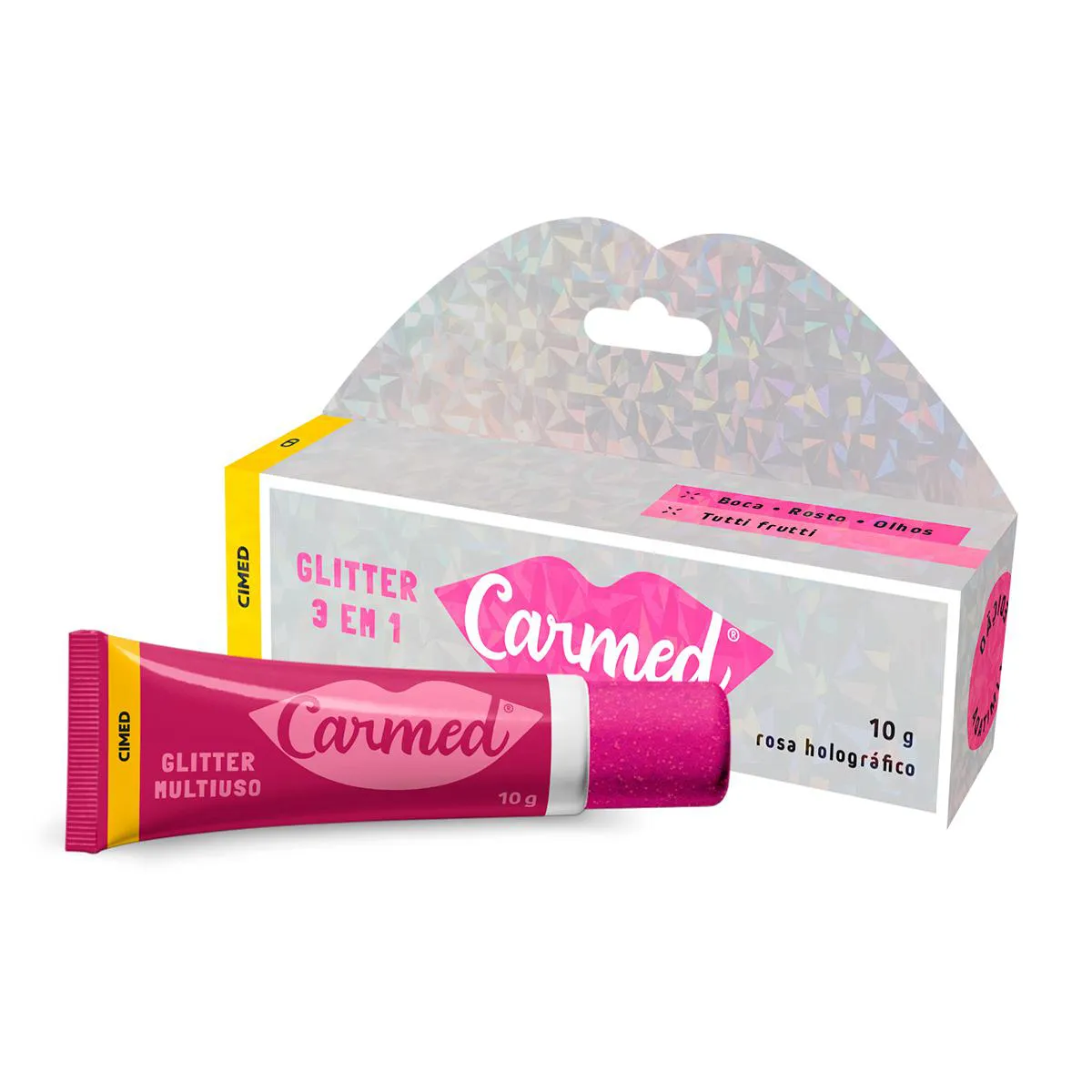 Hidratante Multiuso Carmed Glitter 3 em 1 Rosa Holográfico 10g