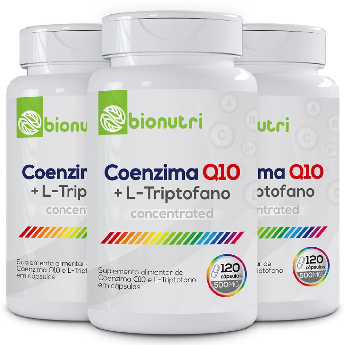 Kit 3x Coenzima Q10 com L-triptofano 500mg 120 cápsulas Bionutri