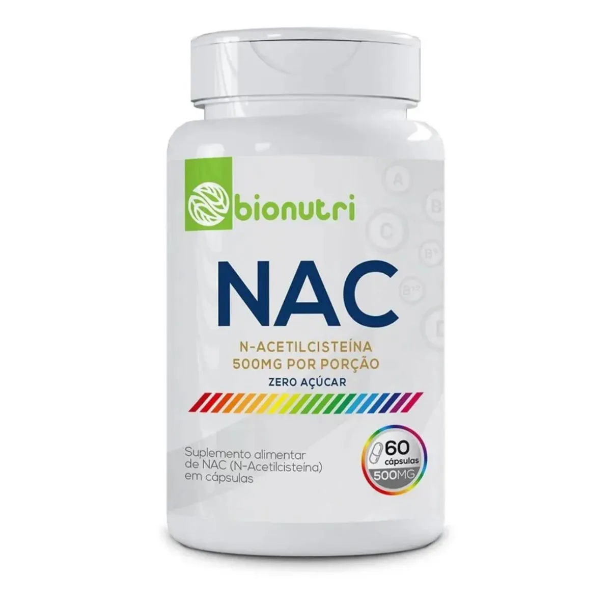 Nac N-acetilcisteína 60 cápsulas 500mg Bionutri- Zero Açúcar