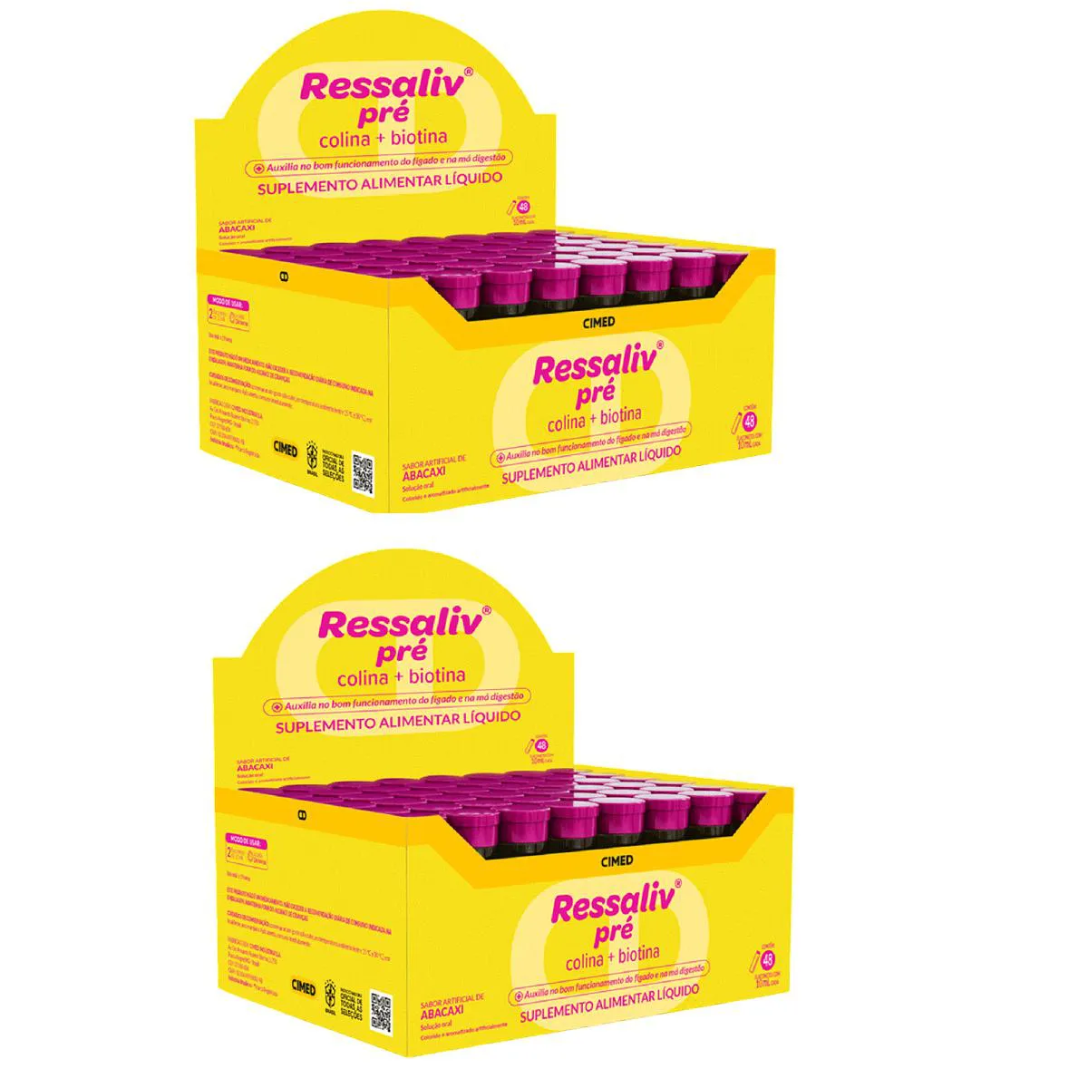 Kit 02 Ressaliv Pré Sabor Abacaxi com 48 Flaconetes - Cimed
