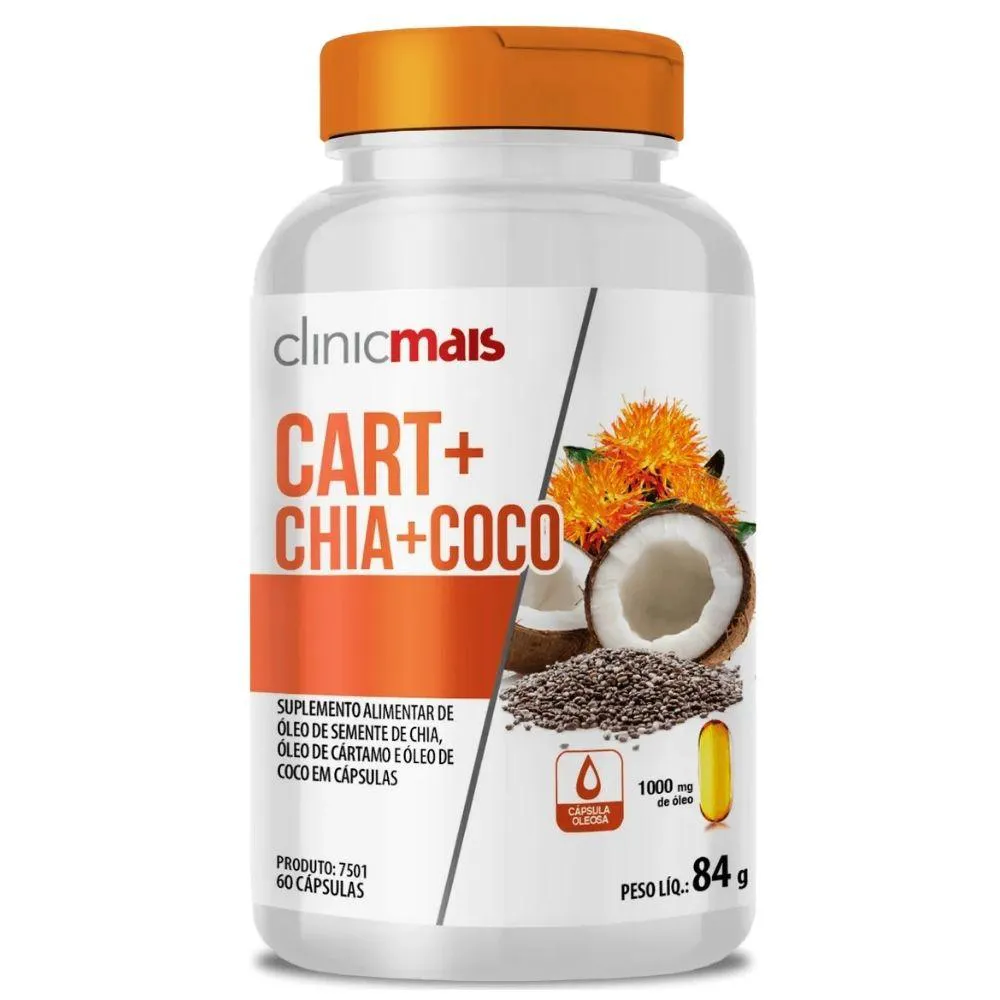 Cartamo + Chia + Coco 1000mg 60 cápsulas - Clinicmais