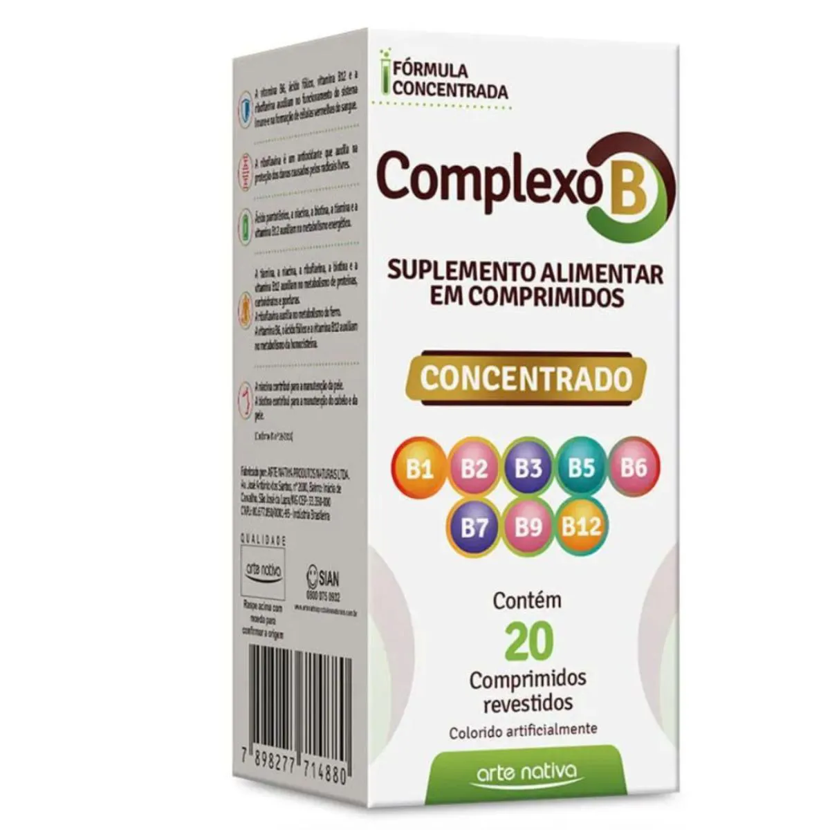Complexo B 20cp Concentrado B1 B2 B3 B5 B6 B7 B9 B12