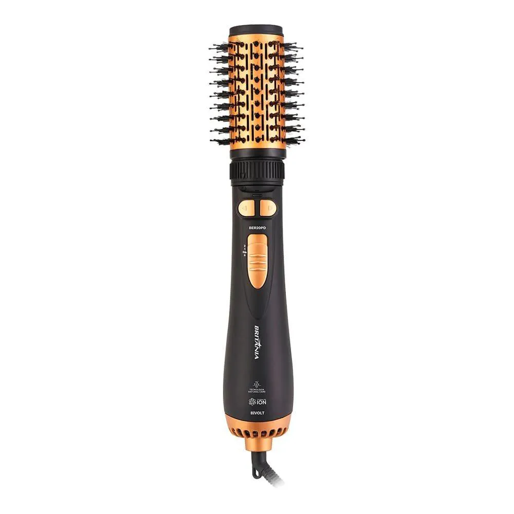 Escova Rotativa Britânia Ber20pd - 3 Temperaturas + 2 Velocidades, Preto/dourado, Bivolt 8