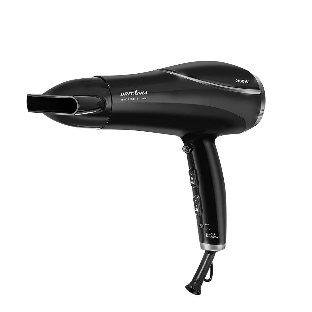 Secador de Cabelo Britânia Bsc2150 - com 2 Velocidades, 3 Temperaturas, 2100w, Preto, Bivolt 85