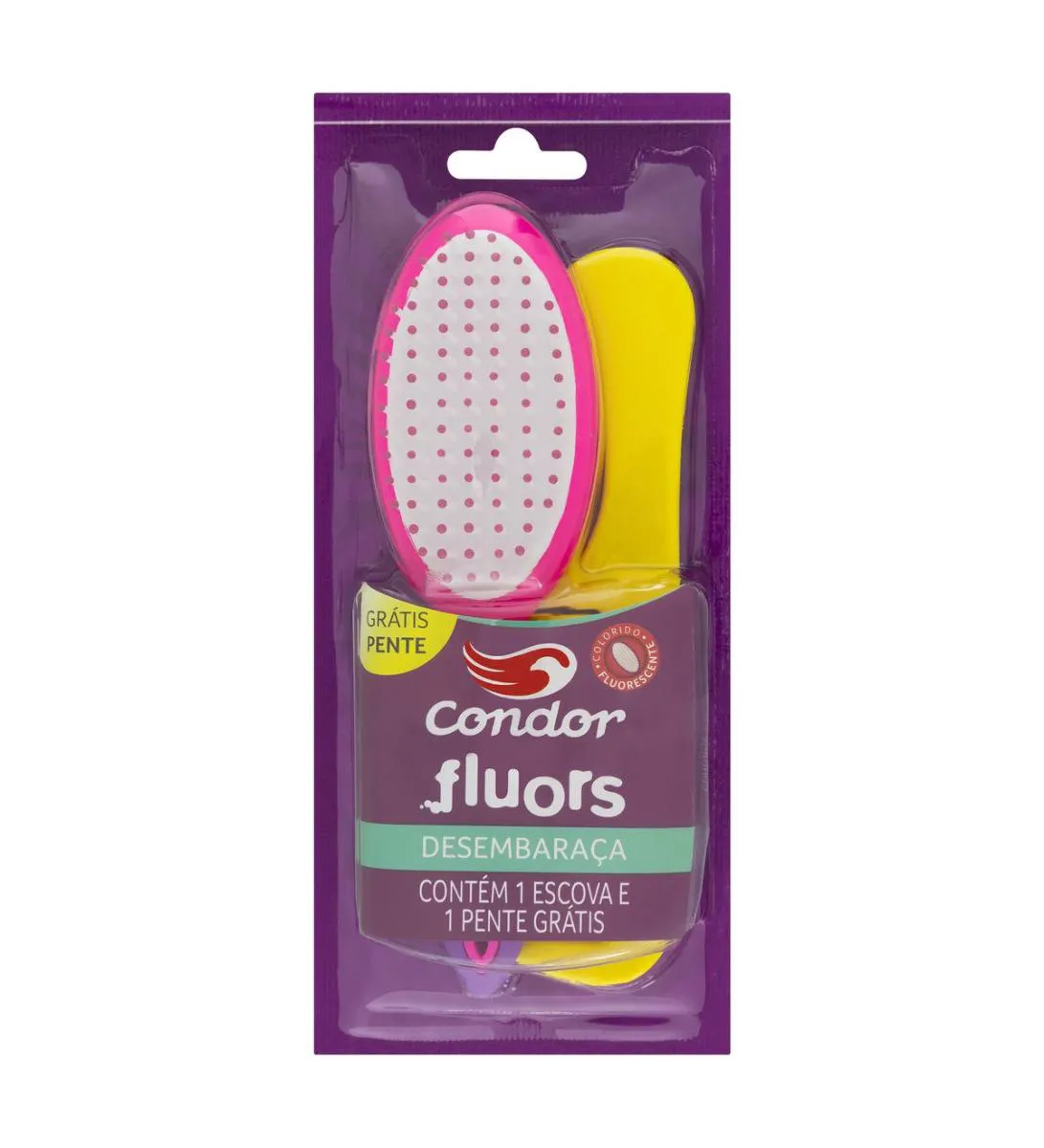 KIT ESCOVA PARA CABELO FLUORS CONDOR GRáTIS PENTE