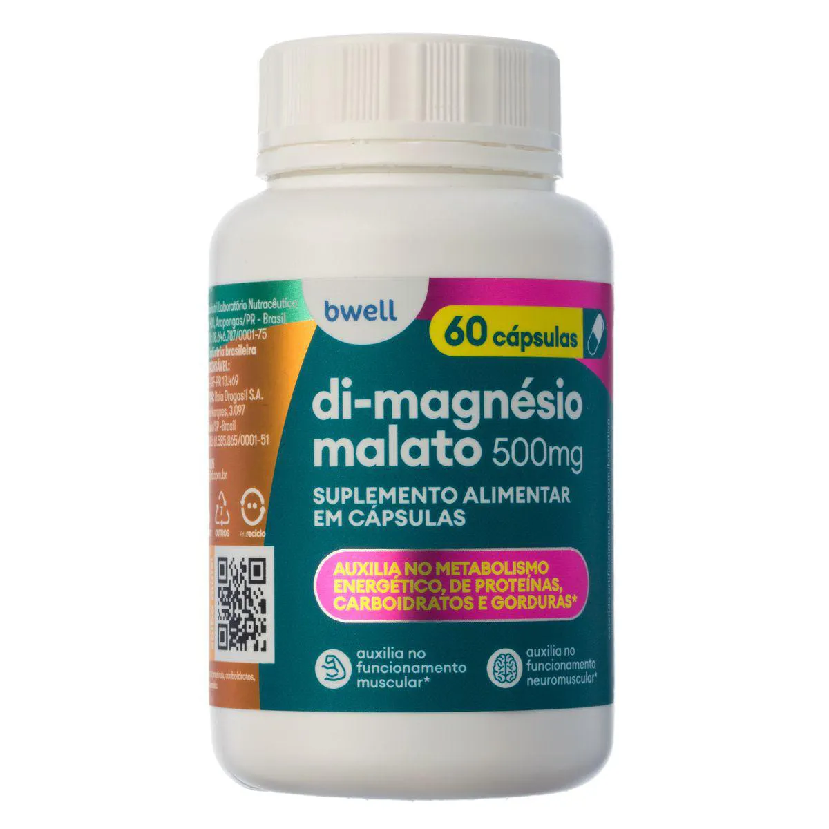Di-Magnésio Malato 500mg bwell 60 Cápsulas